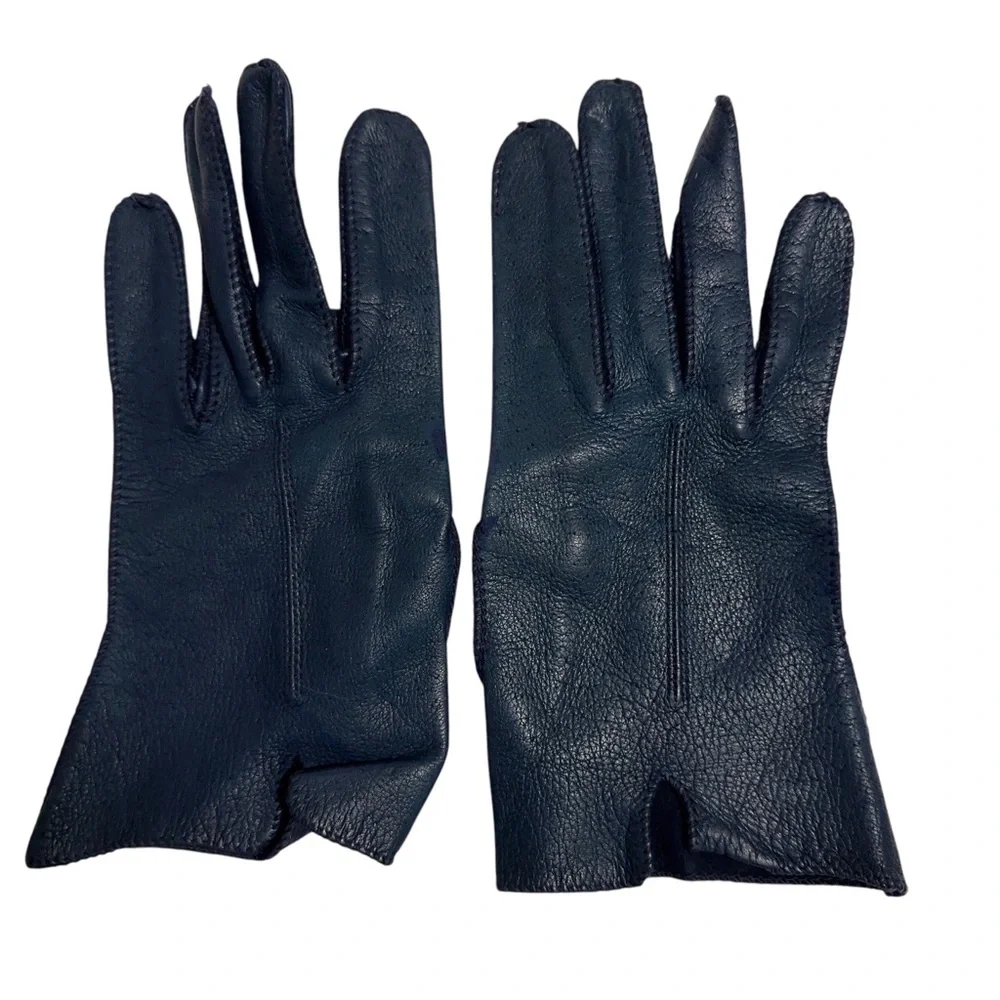 Vintage Genuine Deerskin Gloves Womens Size 7 Blue Unlined Very Soft